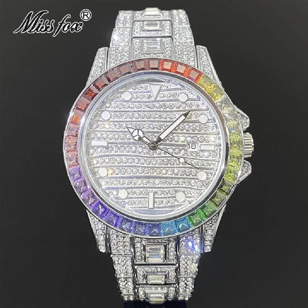 MISSFOX Iced Out Watch Luxury Men Colour Diamond Fashion Quartz Wristwatch Waterprof Luminous Clocks Gift For Boyfriend Hot Sell
MISSFOX Iced Out Watch Luxury Men Colour Diamond Fashion Quartz Wristwatch Waterprof Luminous Clocks Gift For Boyfriend Hot Sell