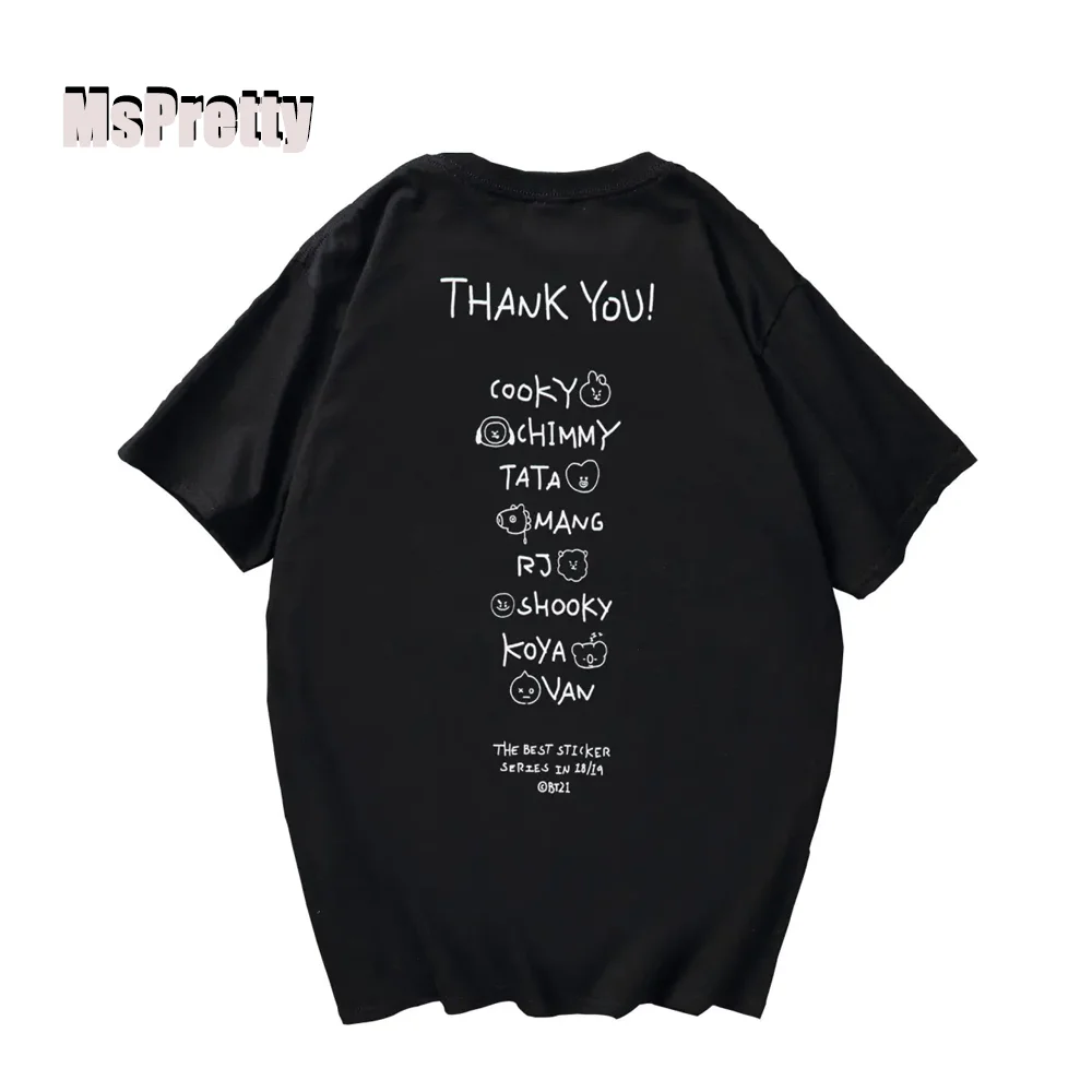 

MsPretty Harajuku T-shirt K-pop Bt21 KPOP Bangtan Boys T Shirt J Hope JIMIN JIN SUGA V JUNGKOOK Tshirts Short Top Kawaii Tees