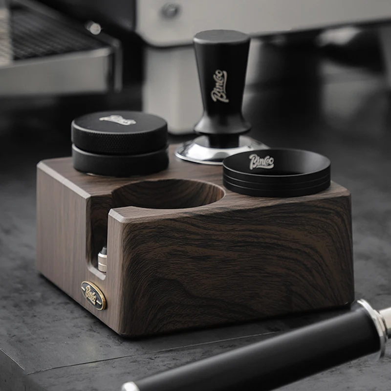 

51/53/58mm Coffee Tamper Holder Distributor Mat Rack Abs Walnut Wooden Base Espresso Coffee Accessories Barista Tool