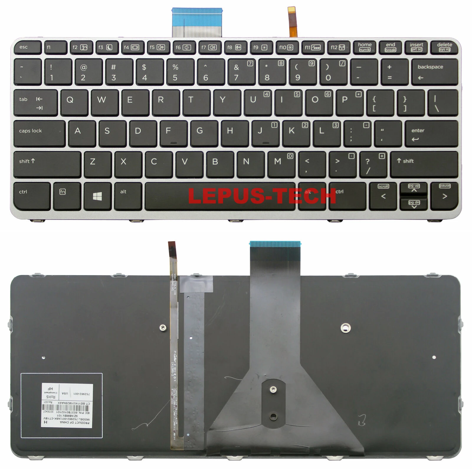 Клавиатура US для HP Elitebook Folio 1020 G1 с подсветкой V148762AS1 MP-13U83USJ930 |