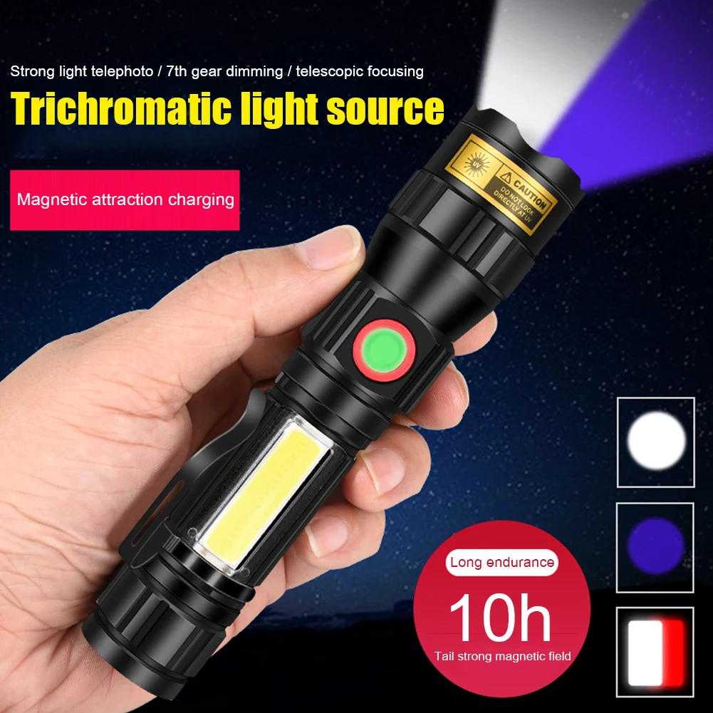 T6+COB+365nm LED Bright Flash Camping UV Lights Torch 350lm 7 Modes Outdoor Hiking Emergency Car Repair Inspection Flashlight
T6+COB+365nm LED Bright Flash Camping UV Lights Torch 350lm 7 Modes Outdoor Hiking Emergency Car Repair Inspection Flashlight