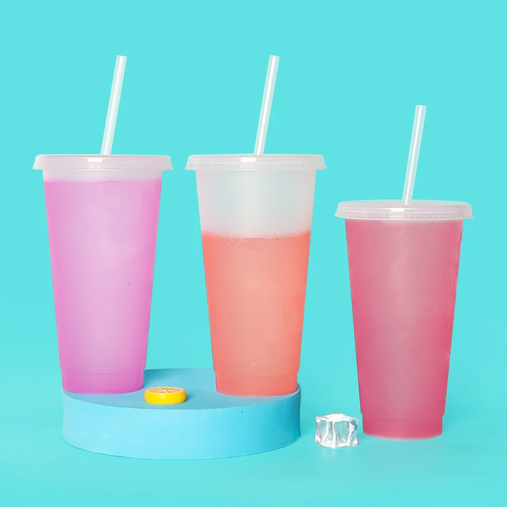 710ml Temperature-sensitive Color-changing Cup Transparent Plastic Straw Water Cup Reusable Portable Single-layer Travel Cup
710ml Temperature-sensitive Color-changing Cup Transparent Plastic Straw Water Cup Reusable Portable Single-layer Travel Cup