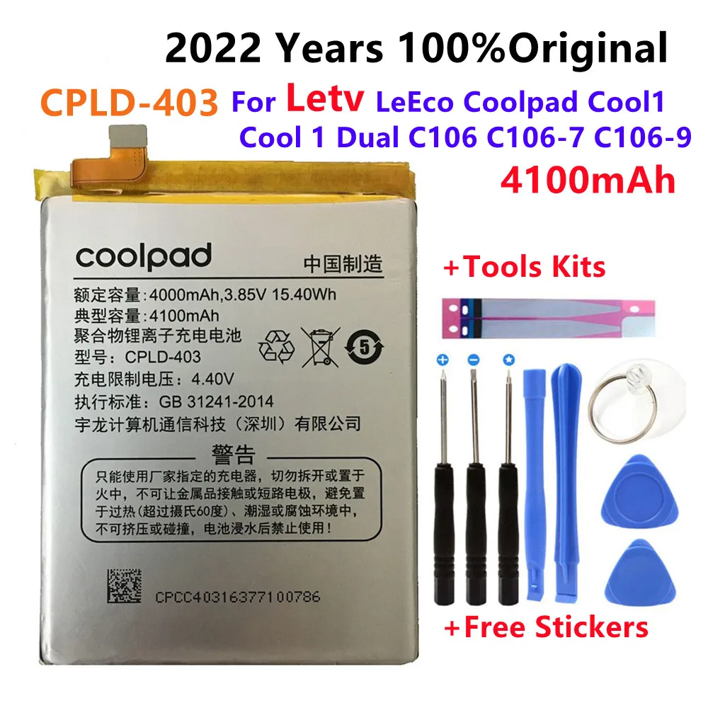 

Original CPLD-403 Real 4100mAh Battery For Letv LeEco Coolpad Cool1 Cool 1 Dual C106 C106-7 C106-9 Cell Phone Batteries+Tool