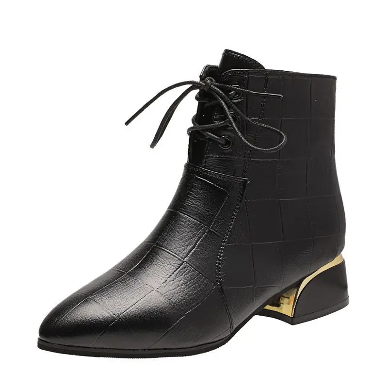 Thick-heeled High-heeled Women Ankle Boots New Style Women's Leather Boots Fashion Pointed Toe Non-slip Zipper Martin Boots
Thick-heeled High-heeled Women Ankle Boots New Style Women's Leather Boots Fashion Pointed Toe Non-slip Zipper Martin Boots
