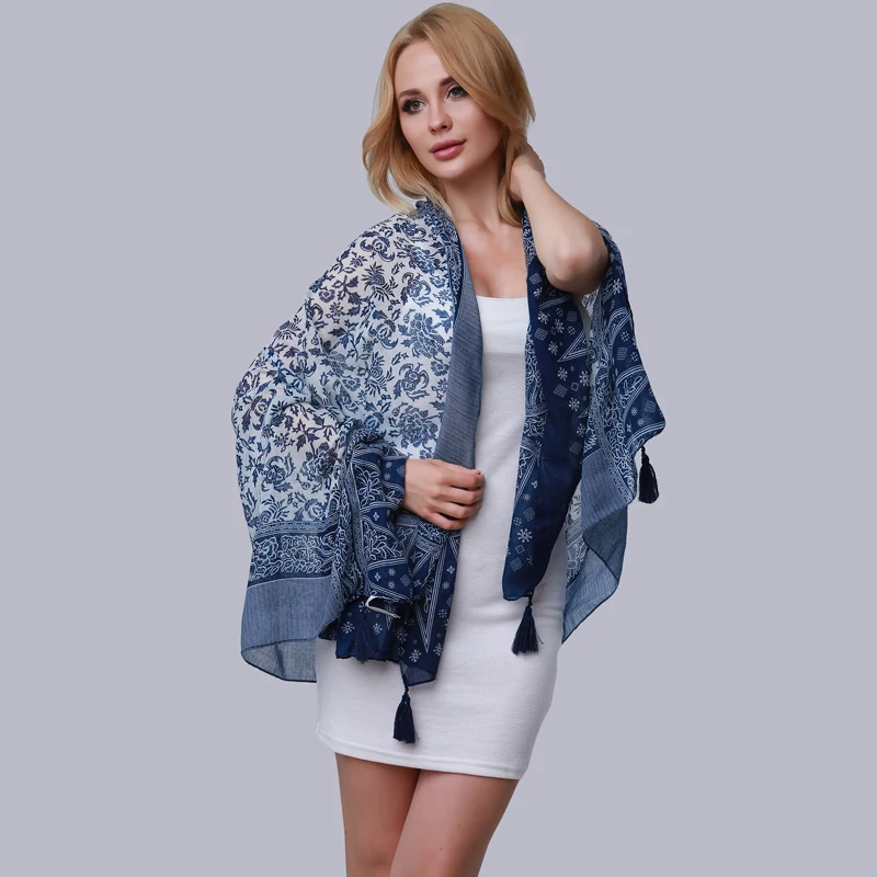 Female Pashmina Shawls Women Blue Scarf Fashion Women Scarf Summer Blue Porcelain Print Tassel Wraps Vacation Bufandas Mujer
Female Pashmina Shawls Women Blue Scarf Fashion Women Scarf Summer Blue Porcelain Print Tassel Wraps Vacation Bufandas Mujer