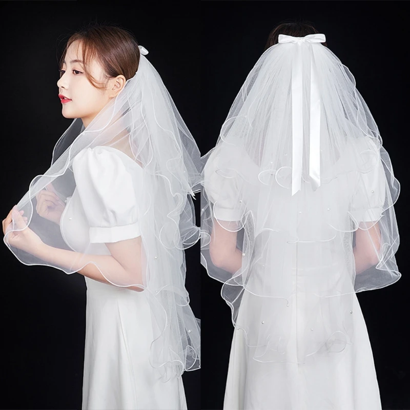 Wedding Veil with Ribbon Bow Hair Accessories for Brides 4-Tier White Sheer Tulle Curly Edge Elbow Length Headwear
Wedding Veil with Ribbon Bow Hair Accessories for Brides 4-Tier White Sheer Tulle Curly Edge Elbow Length Headwear