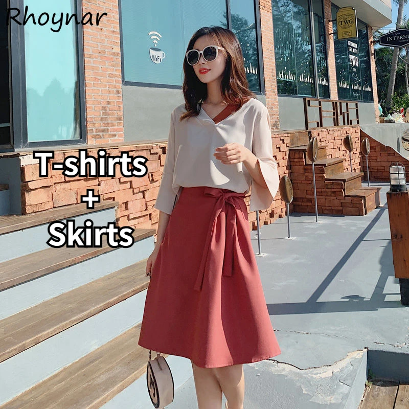 Sets Women 2 Piece Outfit Elegant V-neck All-match Streetwear Summer Design Clothing Stylish Tender Popular A-line Ulzzang Chic
Sets Women 2 Piece Outfit Elegant V-neck All-match Streetwear Summer Design Clothing Stylish Tender Popular A-line Ulzzang Chic