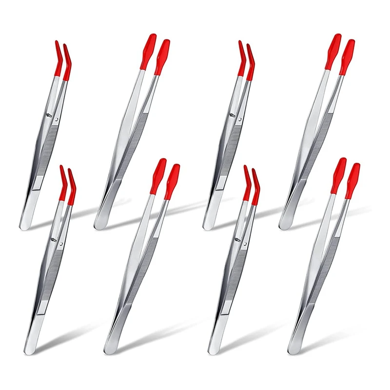 8 Pieces Non Marring Flat Tip Bent Tipped Tweezers Plastic Tweezers With Rubber PVC Silicone Coated For Jewelry Industrial Craft
8 Pieces Non Marring Flat Tip Bent Tipped Tweezers Plastic Tweezers With Rubber PVC Silicone Coated For Jewelry Industrial Craft