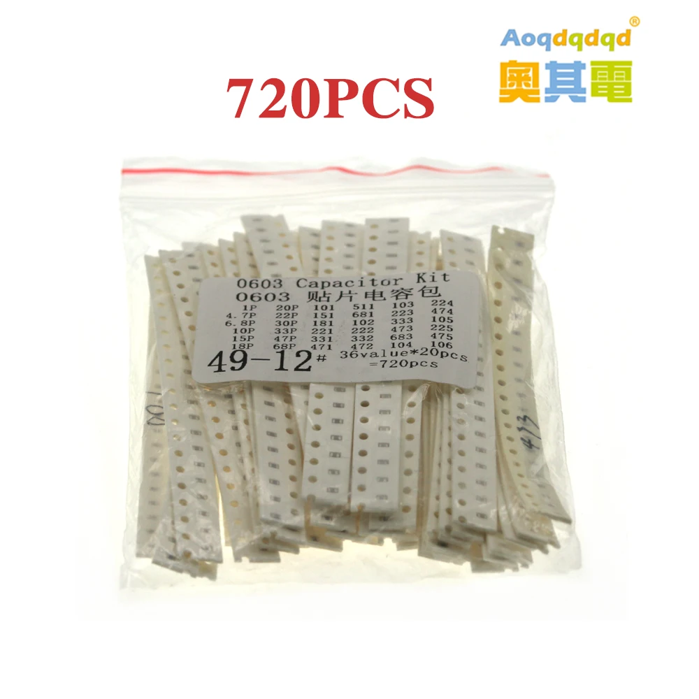 720PCS 1206 0805 0603 SMD Capacitor Assorted Kit Sample Package Commonly Used Surface Mount MLCC 1pF 50V NPO
720PCS 1206 0805 0603 SMD Capacitor Assorted Kit Sample Package Commonly Used Surface Mount MLCC 1pF 50V NPO