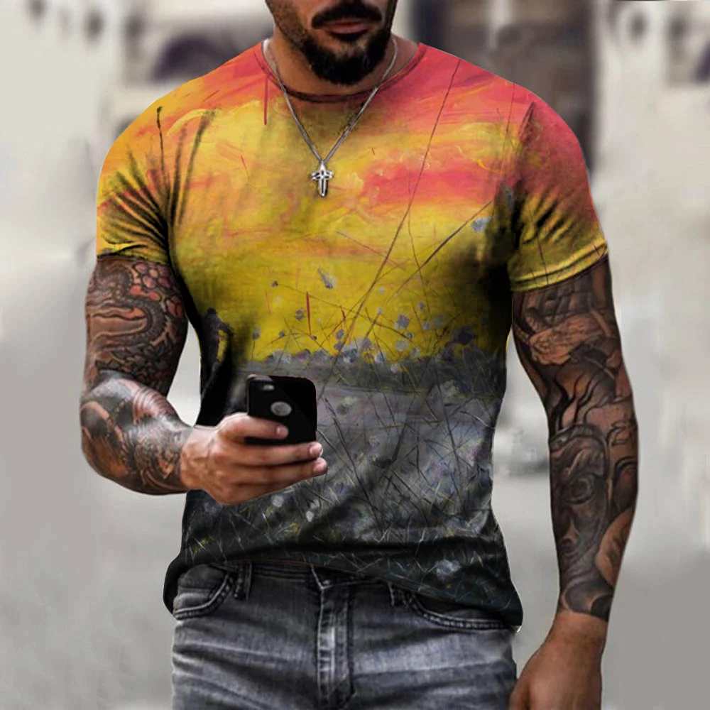 Summer 3D Printing T-Shirts Men's Oil Painting Natural Scenery Sleeves Men's Street Fashion Casual O-Neck T-Shirts and Tops 6XL
Summer 3D Printing T-Shirts Men's Oil Painting Natural Scenery Sleeves Men's Street Fashion Casual O-Neck T-Shirts and Tops 6XL