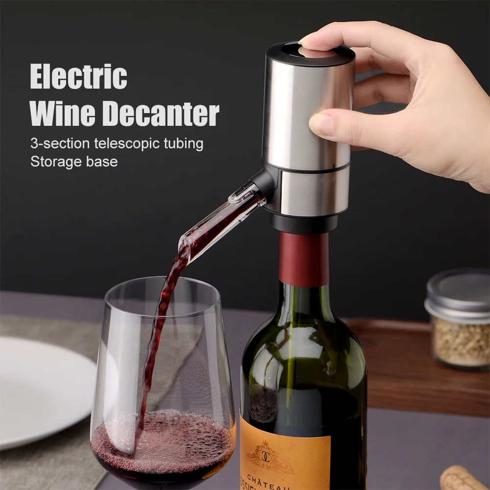 

1PCS Electric Wine Decanter Wine Aerator Dispenser Stainless Steel Intelligent Automatic Decanter Pourer For Home Bar Tools