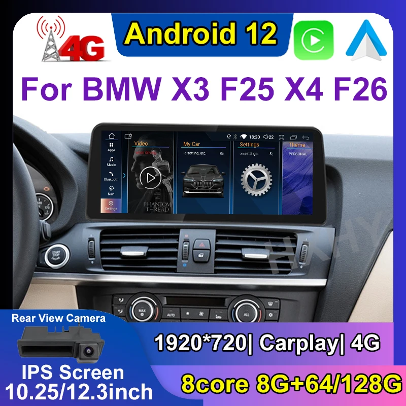 

12.3inch Android 12 Car DVD Player System Multimedia For BMW X3 F25 X4 F26 CIC NBT EVO Radio GPS Navi Audio Carplay