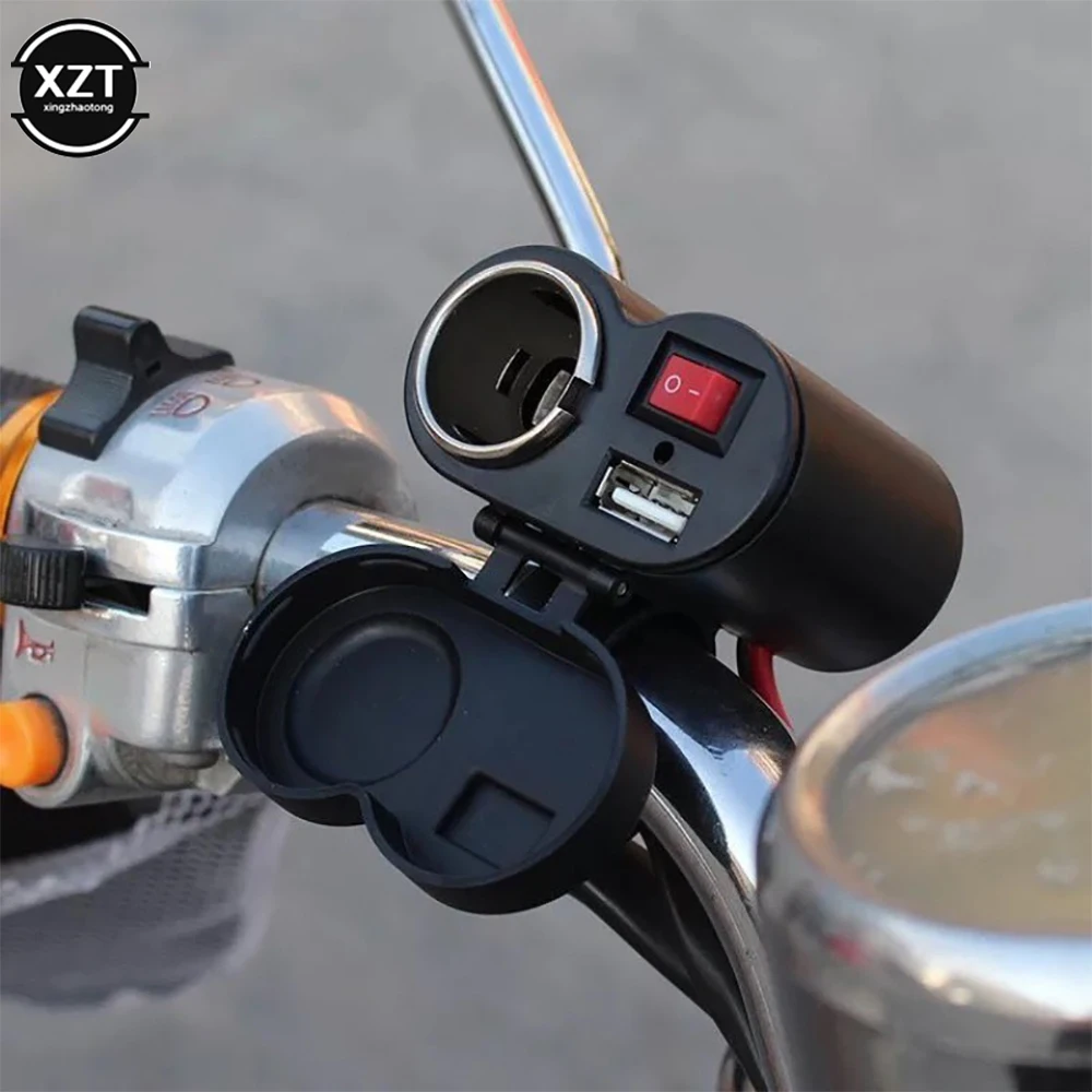 

Motorcycle Moto USB Charger Cigarette Lighter Socket Lighter Adapter Motorbike Handlebar Power Adapters with Waterproof Switches