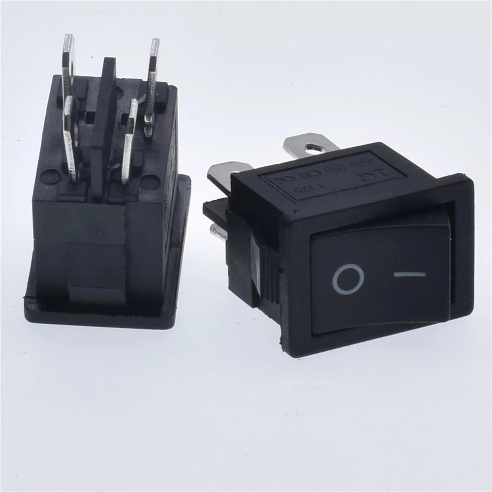 

5 PCS/LOT KCD1 4 Pin 21*15mm ON-OFF Boat Car Rocker Switch 6A/250V AC 10A/125V AC Mini Black On/Off two position toggle Switch