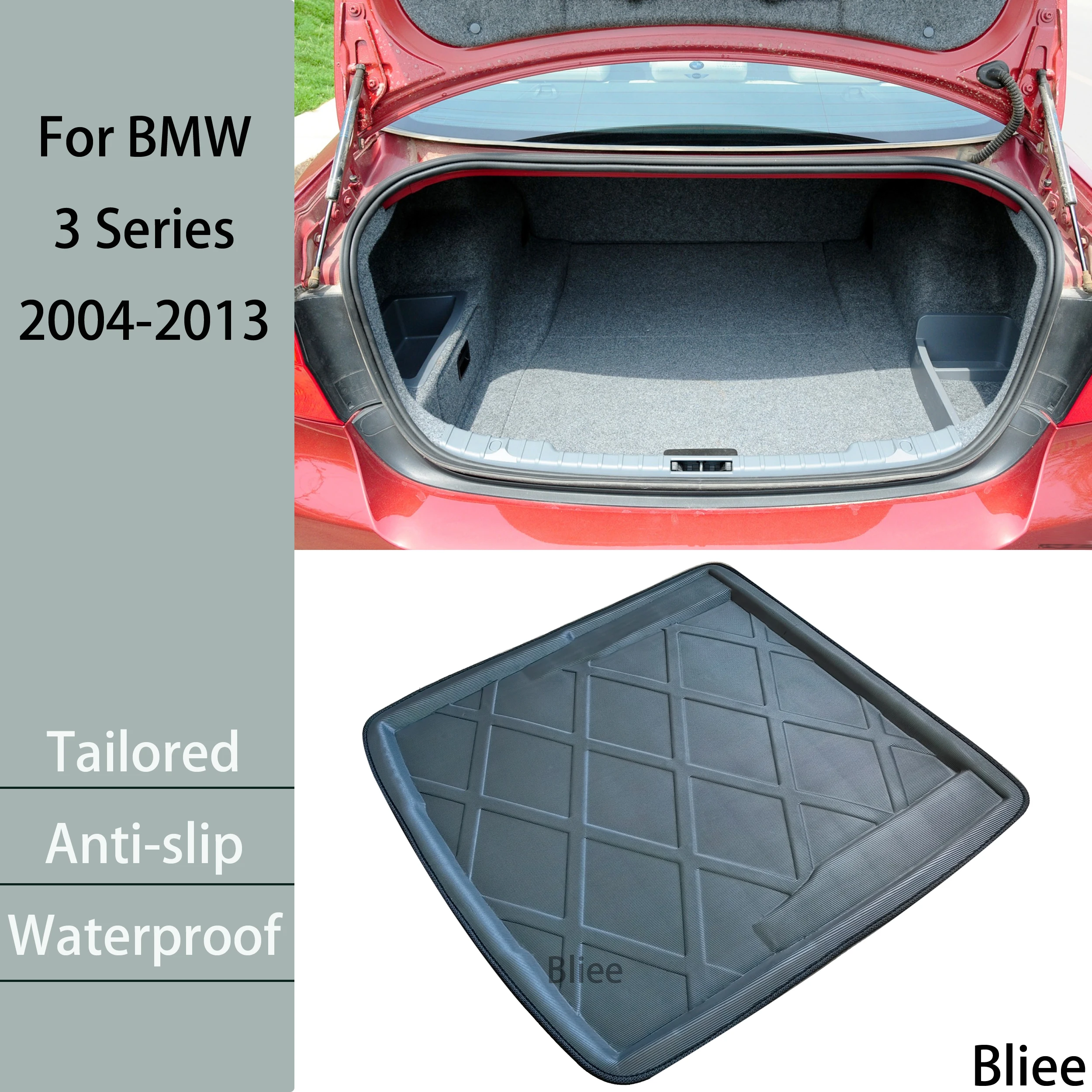 

Для BMW 3 серии E90 E92 для салона Sedan Coupe 2004-2013 автомобильный коврик для заднего багажника, подкладка для груза, напольный поднос, ковер 3D аксессуары из ЭВА