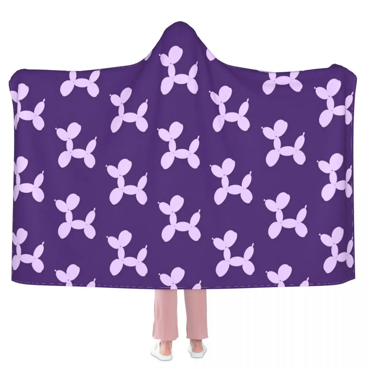 

Balloon Dog Blanket Lavender Cartoon Dogs Fleece Couch Hoodie Blanket Super Soft Fashion Cozy Bedspread