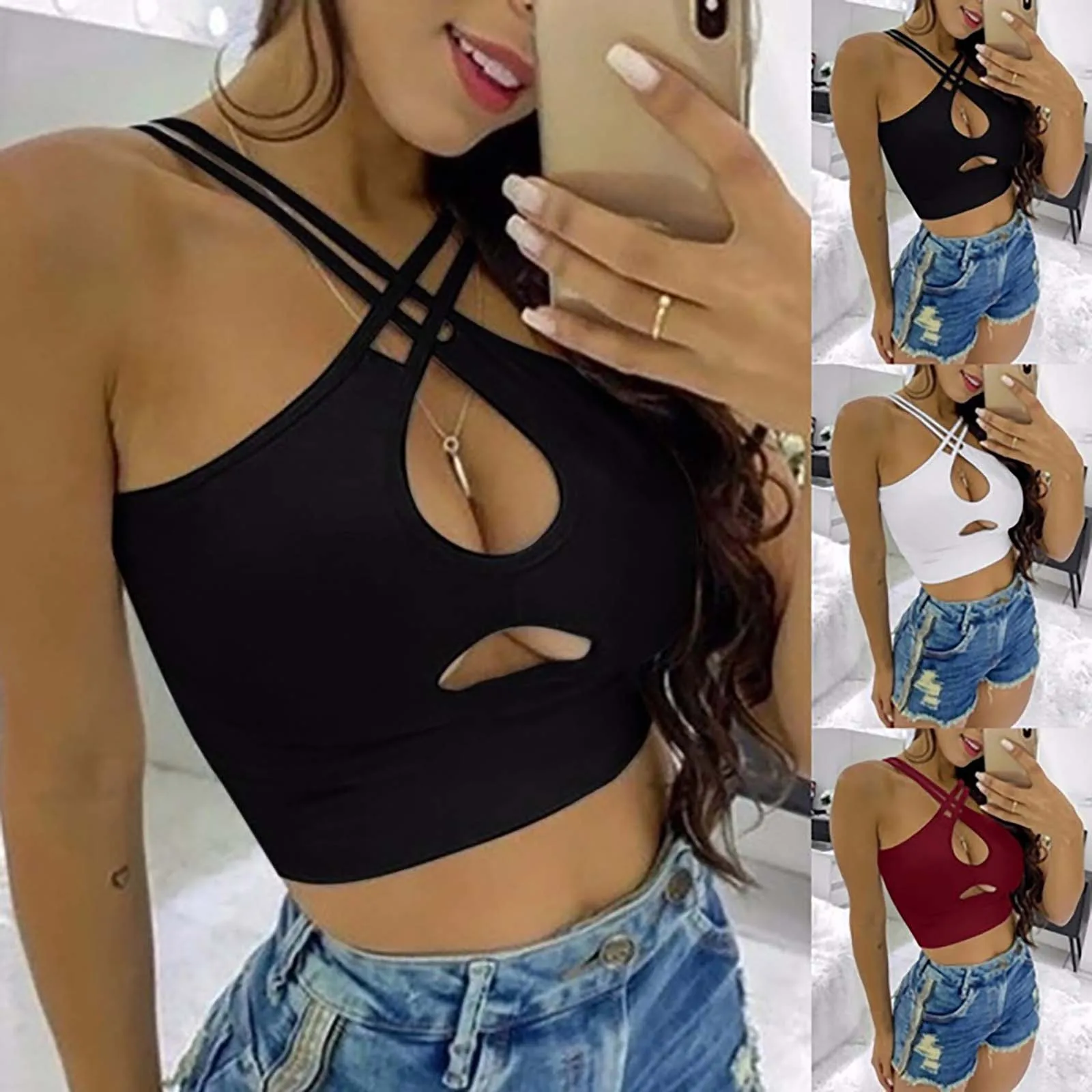 Womens Casual Thin Shirt Women's Solid Fashion Unique Hollow Chest Sleeveless Tube Top Loose Fitting Workout Tops for Women
Womens Casual Thin Shirt Women's Solid Fashion Unique Hollow Chest Sleeveless Tube Top Loose Fitting Workout Tops for Women