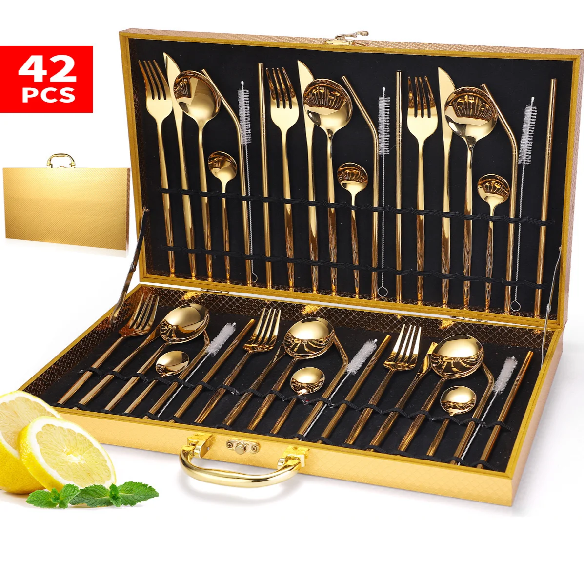 42PCS Rainbow Tableware Set Fork Spoon Knife Cutlery Set 18/10 Stainless Steel Dinner Dinnerware Set Holiday Gold Wood Gift Box
42PCS Rainbow Tableware Set Fork Spoon Knife Cutlery Set 18/10 Stainless Steel Dinner Dinnerware Set Holiday Gold Wood Gift Box