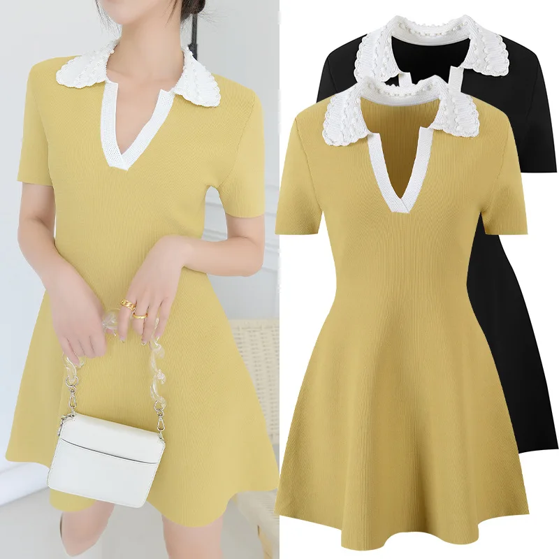 Yellow Color Fashion V-Neck Knit Sweater Dress Summer Spring Short Sleeves Lady Formal Work Dresses Vestidos
Yellow Color Fashion V-Neck Knit Sweater Dress Summer Spring Short Sleeves Lady Formal Work Dresses Vestidos