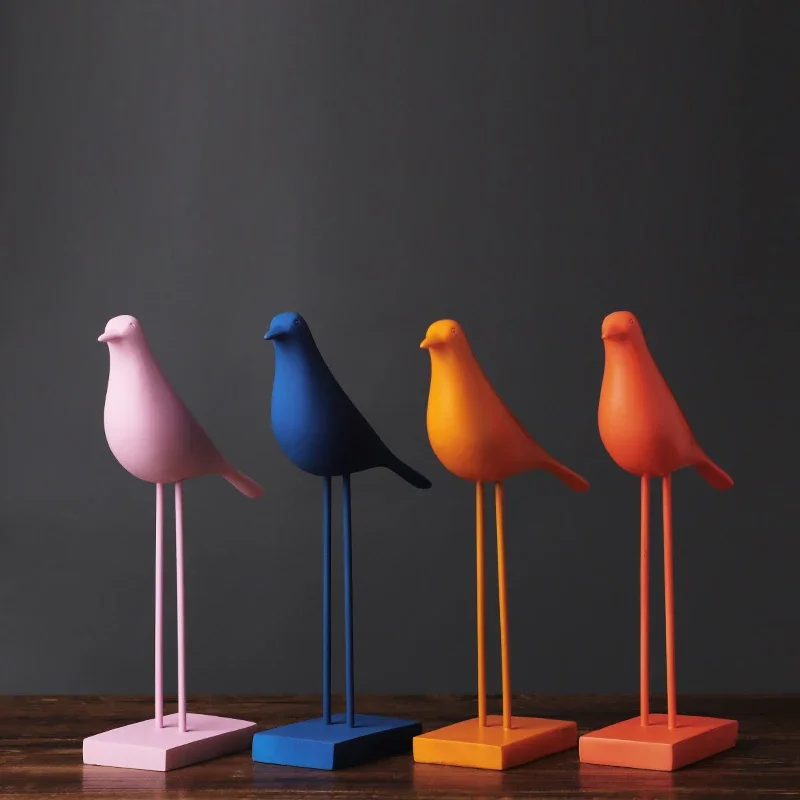 

Resin Bird Figurines Crafts Decoration Artificially Colored Nordic Bird Ornaments Home Furnishing Decor Office Desktop Sculpture