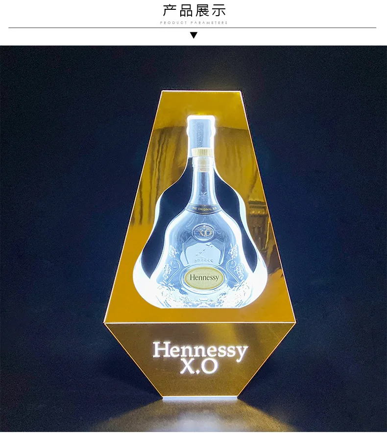 

Роскошное золотистое зеркало Hennessy XO VSOP светодиодный, презентатор бутылок для шампанского, VIP-витрины, подставка для бутылок для женского ночного клуба