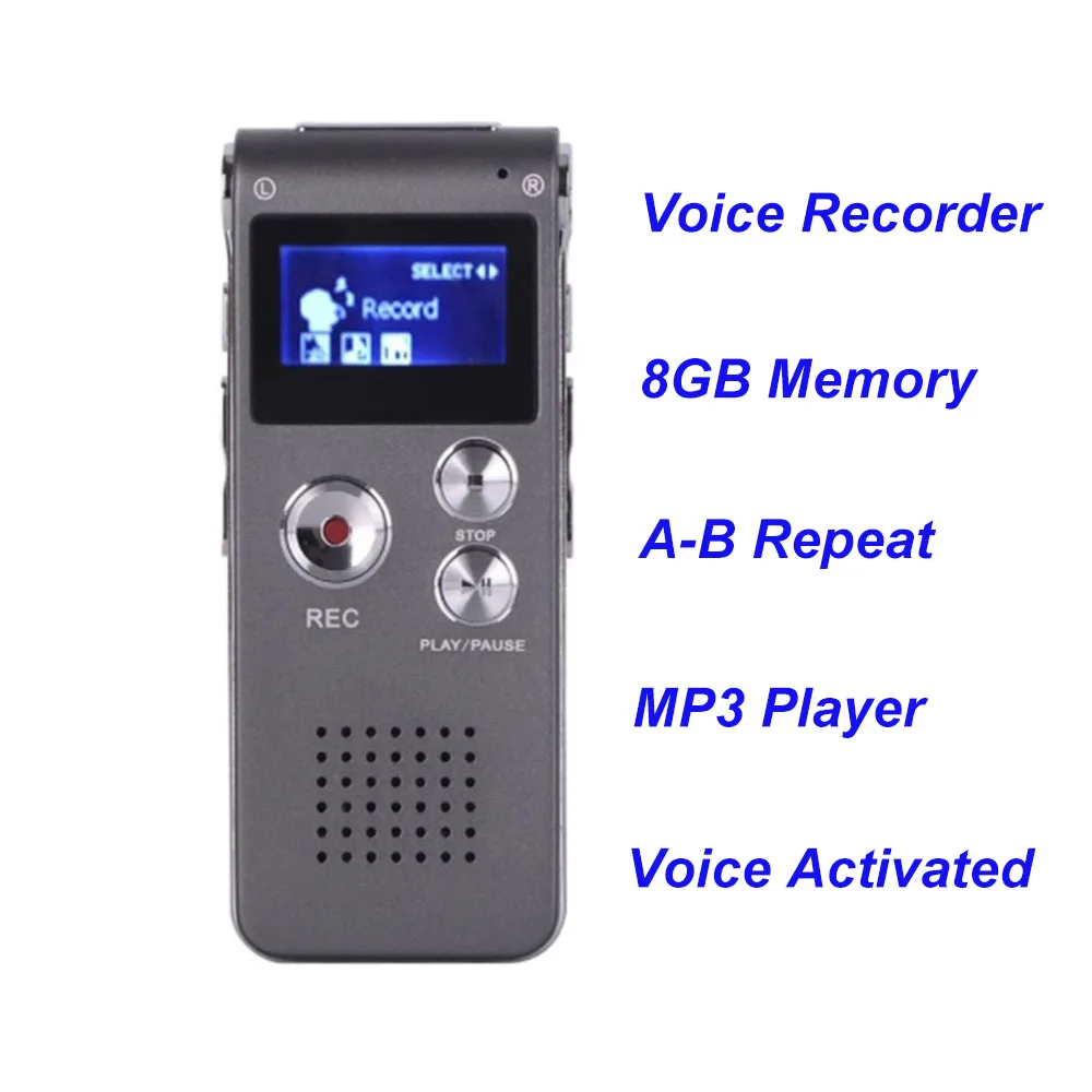 

Digital Voice Recorder Telephone Recording 8GB Microphone Audio Sound Record MP3 Player Voice Activated Dictaphone