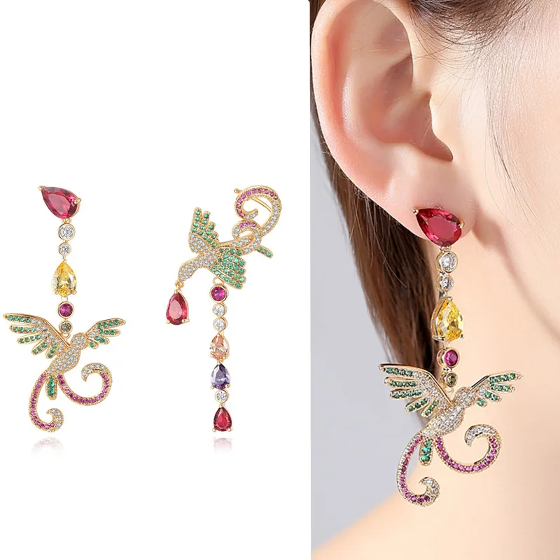 Planet Jewelry Asymmetric Designer Phoenix Drop Dangle Earring for Women Pendientes Mujer Vintage Rainbow Bird Stud Earrings 
Planet Jewelry Asymmetric Designer Phoenix Drop Dangle Earring for Women Pendientes Mujer Vintage Rainbow Bird Stud Earrings