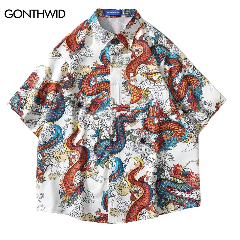 Hawaiian Shirt Blouse Hip Hop Chinese Dragon Print Short Sleeve Button Up Shirts Mens Summer Harajuku Casual Loose Shirt Tops
Hawaiian Shirt Blouse Hip Hop Chinese Dragon Print Short Sleeve Button Up Shirts Mens Summer Harajuku Casual Loose Shirt Tops