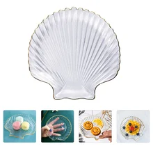 Shell Glass Dish Plate Kitchen Supply Food Gift Dessert Holders Delicate Fruit Sweets Tray