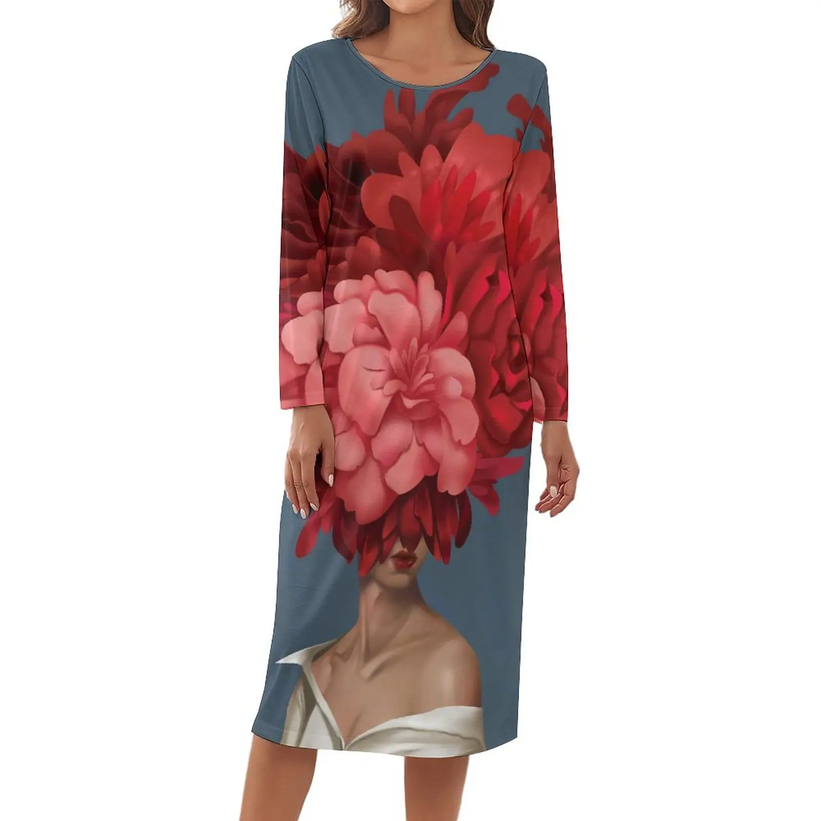 Abstract Women Head Pajamas Woman Bouquet Red Flower Print Sleep Dresses Autumn Long Sleeves Soft Sleepwear Print Homewear
Abstract Women Head Pajamas Woman Bouquet Red Flower Print Sleep Dresses Autumn Long Sleeves Soft Sleepwear Print Homewear
