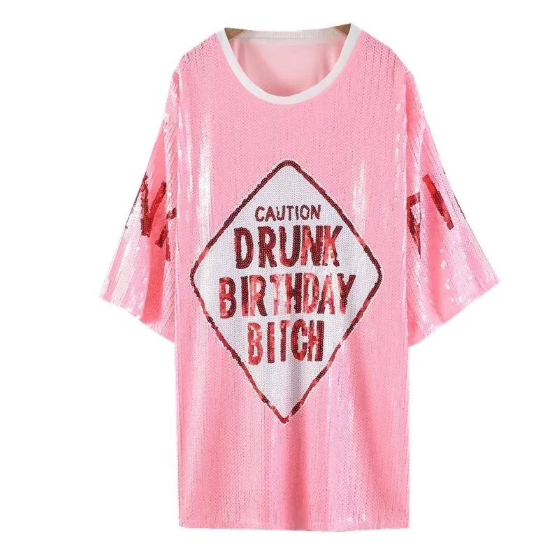 Ins European American BIRTHDAY Sequined Women's T-shirts Dress Celebration Punk Girls Long Top Short Sleeves Tee Hiphop
Ins European American BIRTHDAY Sequined Women's T-shirts Dress Celebration Punk Girls Long Top Short Sleeves Tee Hiphop