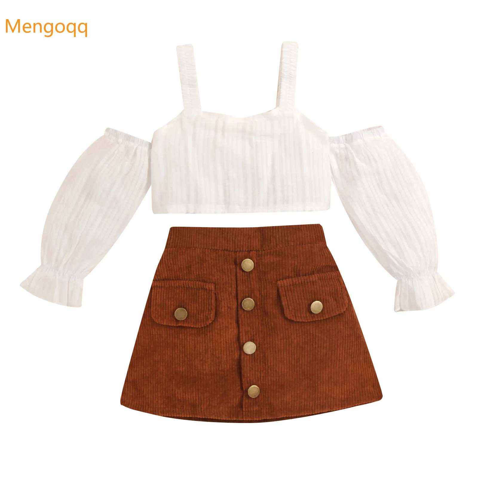 Summer New Sling Off-Shoulder Puff Sleeve Top T-shirts + Corduroy Button Skirt Kids Baby Children Fashion Clothing Set 2pcs 3-8Y
Summer New Sling Off-Shoulder Puff Sleeve Top T-shirts + Corduroy Button Skirt Kids Baby Children Fashion Clothing Set 2pcs 3-8Y