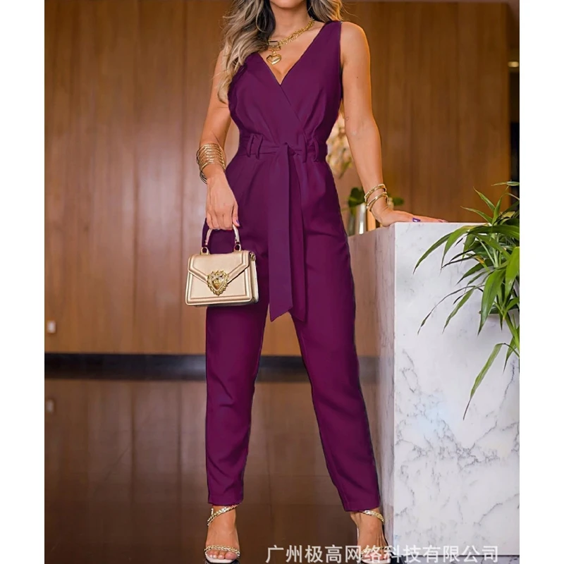 Women's Jumpsuits Summer Fashion Solid Color Slim Fit Lace-up Jumpsuits Women's Sexy V-neck Sleeveless Bandage Pencil Jumpsuits
Women's Jumpsuits Summer Fashion Solid Color Slim Fit Lace-up Jumpsuits Women's Sexy V-neck Sleeveless Bandage Pencil Jumpsuits