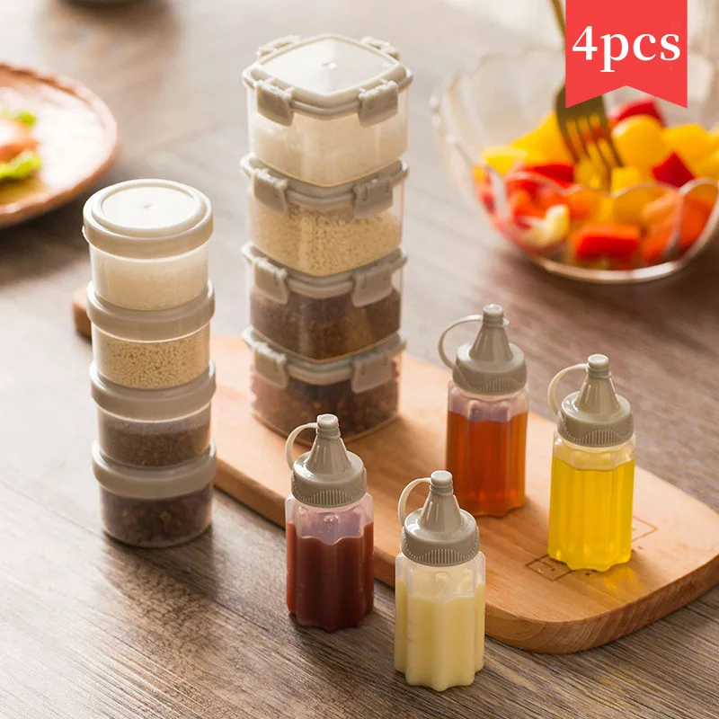 4Pcs/Set Mini Sauce Seasoning Box Sauce Squeeze Bottle Fresh Bento Box Kitchen Outdoor Portable Seal Barbecue Salad Spice Jar
4Pcs/Set Mini Sauce Seasoning Box Sauce Squeeze Bottle Fresh Bento Box Kitchen Outdoor Portable Seal Barbecue Salad Spice Jar