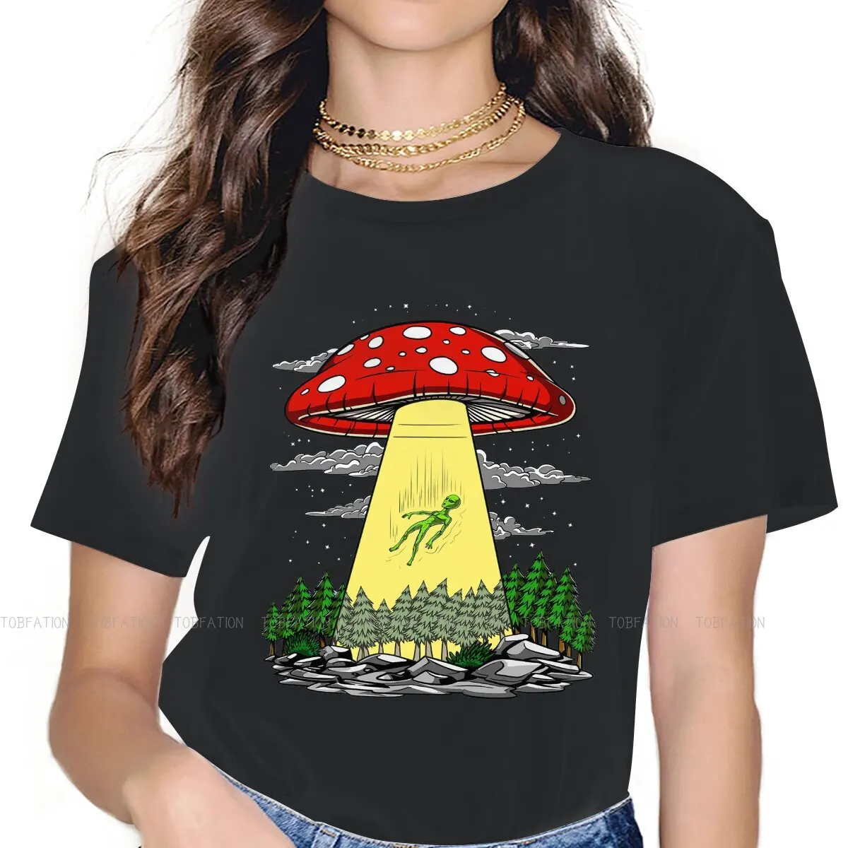 Alien Abduction Women Tshirts Psychedelic Mushroom Natural Creative Cartoon Aesthetic Vintage Female Clothing Oversized Cotton 
Alien Abduction Women Tshirts Psychedelic Mushroom Natural Creative Cartoon Aesthetic Vintage Female Clothing Oversized Cotton