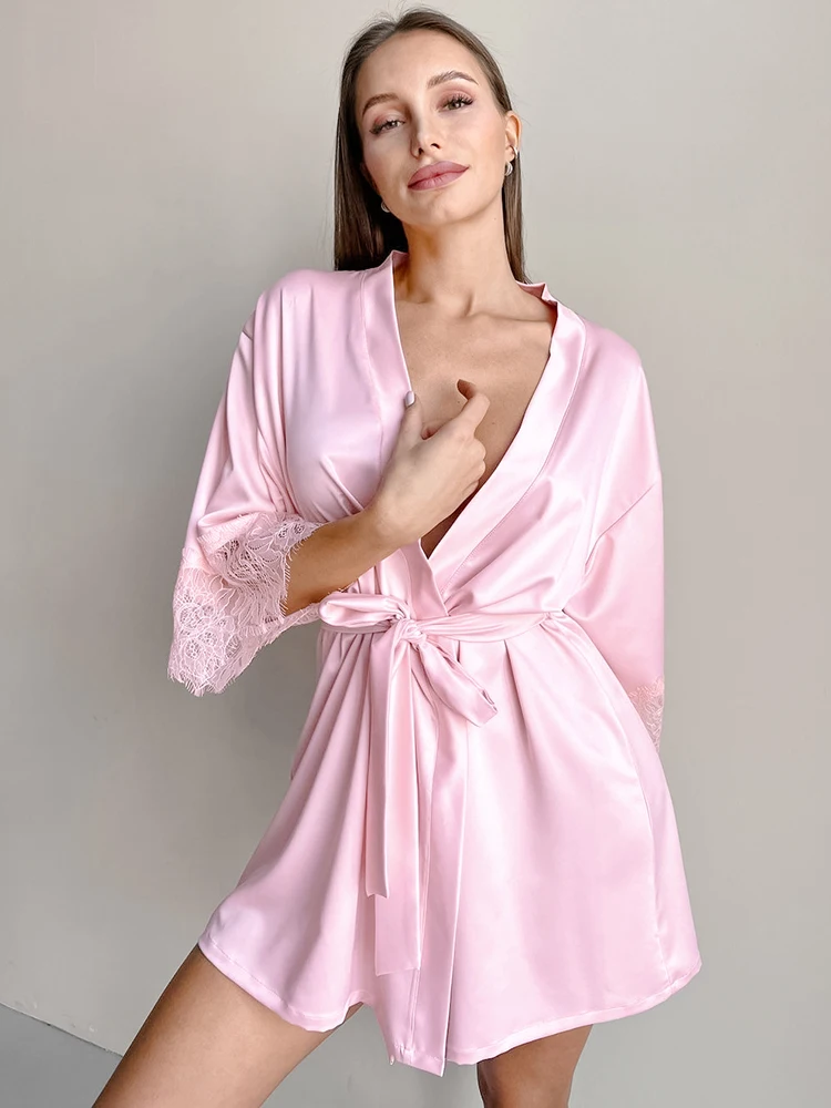 Соблазнительные атласные женские халаты Hiloc, ночное платье с низким вырезом, женская одежда для сна с поясом, розовые мини-платья, новинка 2022
Соблазнительные атласные женские халаты Hiloc, ночное платье с низким вырезом, женская одежда для сна с поясом, розовые мини-платья, новинка 2022