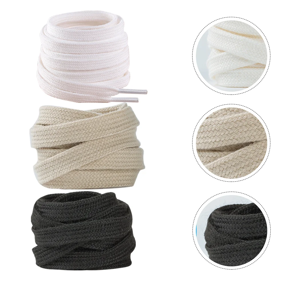 3 Pairs 100cm Pure Cotton Shoelaces Simple Flat Shoelaces Canvas Shoe Tie Lace for Sneaker Canvas Shoes Use (White+Black+Beige)
3 Pairs 100cm Pure Cotton Shoelaces Simple Flat Shoelaces Canvas Shoe Tie Lace for Sneaker Canvas Shoes Use (White+Black+Beige)