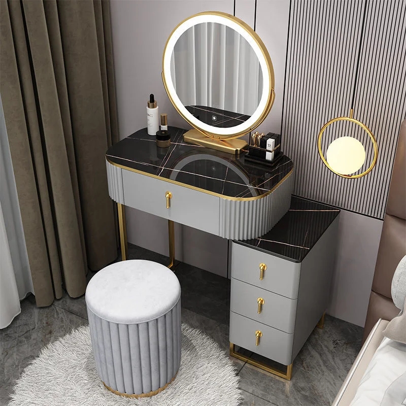 Nordic Style Modern Minimalist Bedroom Furniture Dresser With LED Mirror Light Luxury Paint Non-slip Makeup Tables With Drawers 
Nordic Style Modern Minimalist Bedroom Furniture Dresser With LED Mirror Light Luxury Paint Non-slip Makeup Tables With Drawers