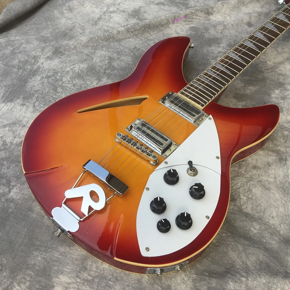 Custom Model 360 Semi-hollow 12-string electric guitar,Red and yellow body bass, Big R Tailpiece bridge
Custom Model 360 Semi-hollow 12-string electric guitar,Red and yellow body bass, Big R Tailpiece bridge