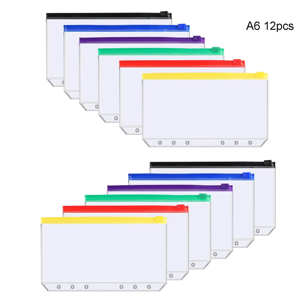 12pcs/set Binder Pockets Binder Zipper Folders 6-Ring Notebook A5 A6 Binder Transparent Loose Leaf Pouch Waterproof File Holder
12pcs/set Binder Pockets Binder Zipper Folders 6-Ring Notebook A5 A6 Binder Transparent Loose Leaf Pouch Waterproof File Holder