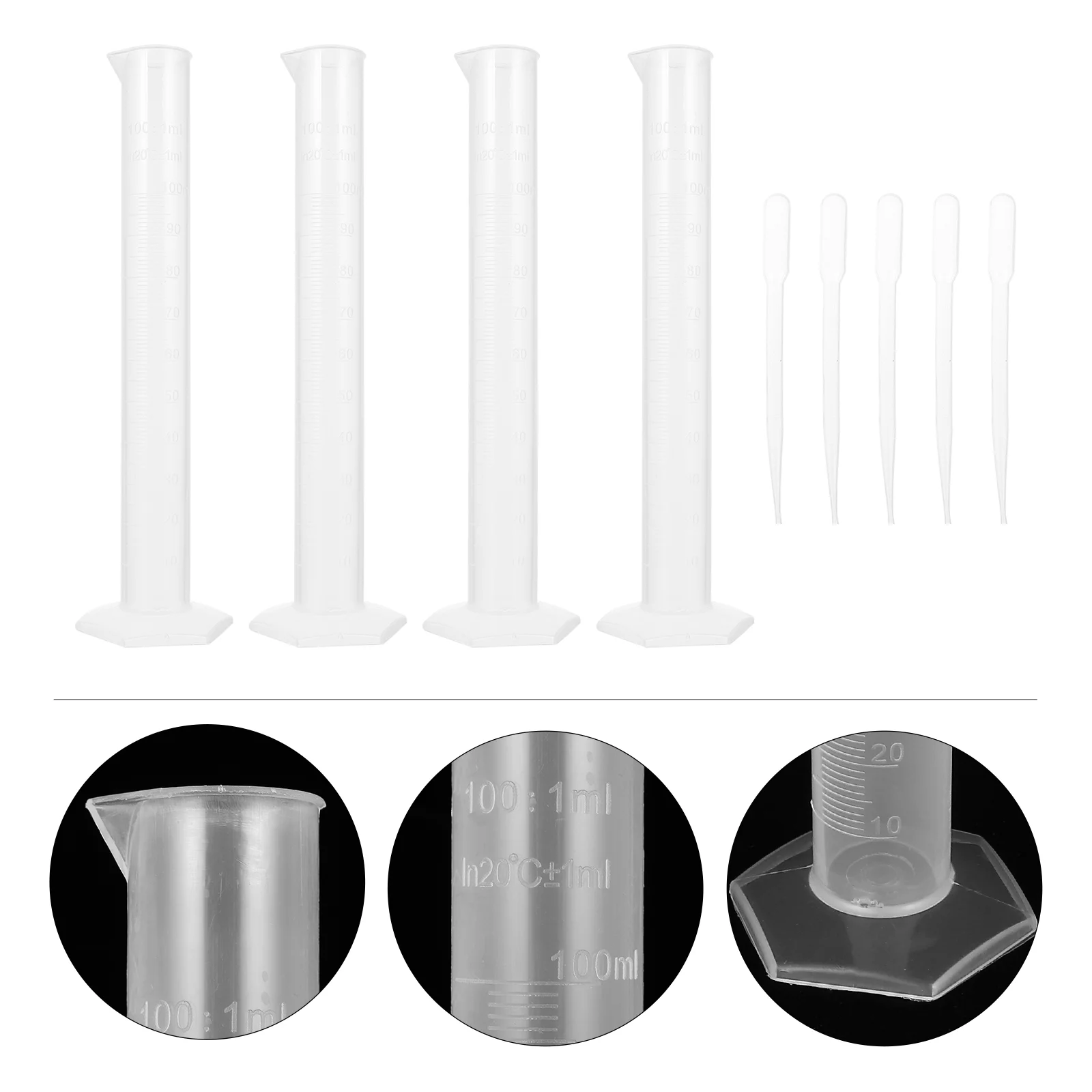 1 Set Laboratory Graduated Measuring Cylinders 100ml Platsic Cylinders with 3ml Droppers
1 Set Laboratory Graduated Measuring Cylinders 100ml Platsic Cylinders with 3ml Droppers
