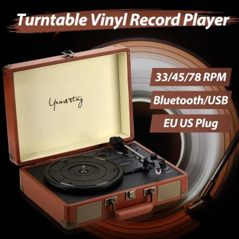 Portable bluetooth turntable Vinyl Record Player Disc 33/45/78 RPM BT USB Gramophone Phonograph RCA R/L 3.5mm Antique Retro
Portable bluetooth turntable Vinyl Record Player Disc 33/45/78 RPM BT USB Gramophone Phonograph RCA R/L 3.5mm Antique Retro