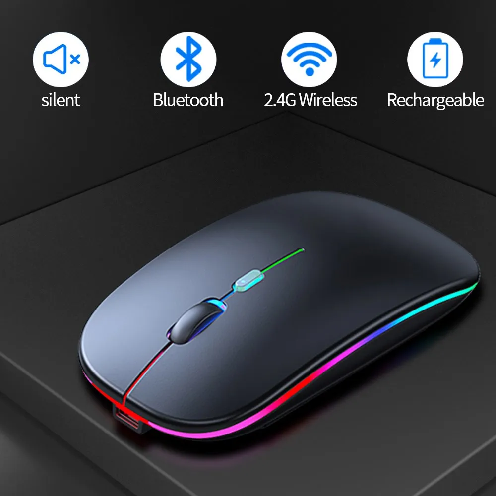 

Мышь компьютерная беспроводная, Bluetooth перезаряжаемая мышь, эргономичная Бесшумная игровая для ноутбука, планшета, ПК