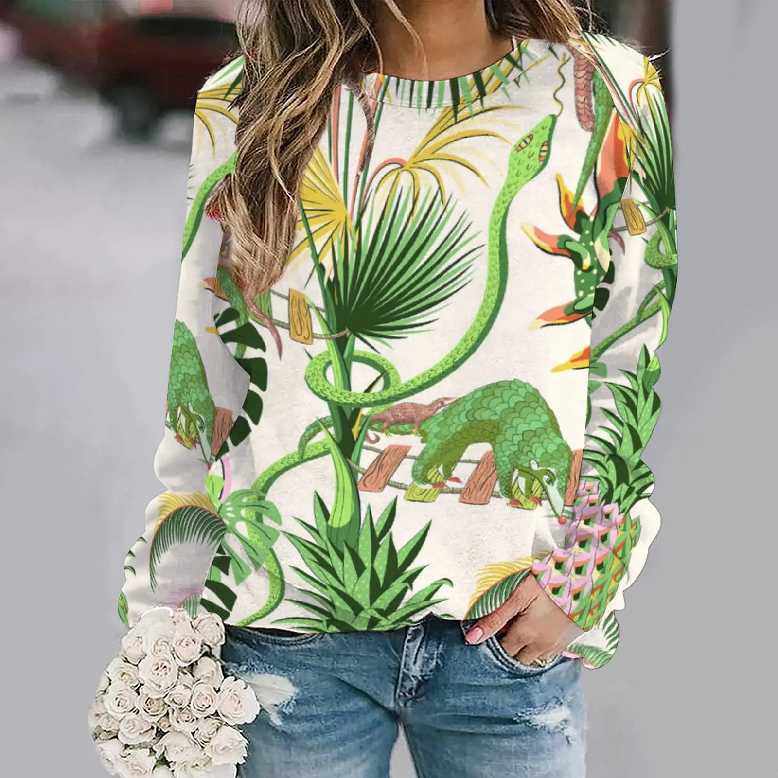 Women Fashion Kawaii Cartoon Animal Snake Crow Print Sweatshirt Harajuku round neck Clothing Autumn Long Sleeve Sweatshirt
Women Fashion Kawaii Cartoon Animal Snake Crow Print Sweatshirt Harajuku round neck Clothing Autumn Long Sleeve Sweatshirt