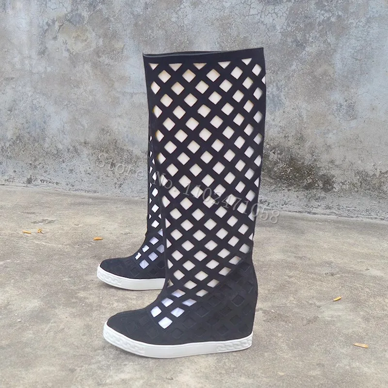 Sexy Black Mesh Hollow Out Knee Hight Boots Roman Style Round Toe Height Increased Long Boots Women Summer Cool Boots Sandals
Sexy Black Mesh Hollow Out Knee Hight Boots Roman Style Round Toe Height Increased Long Boots Women Summer Cool Boots Sandals