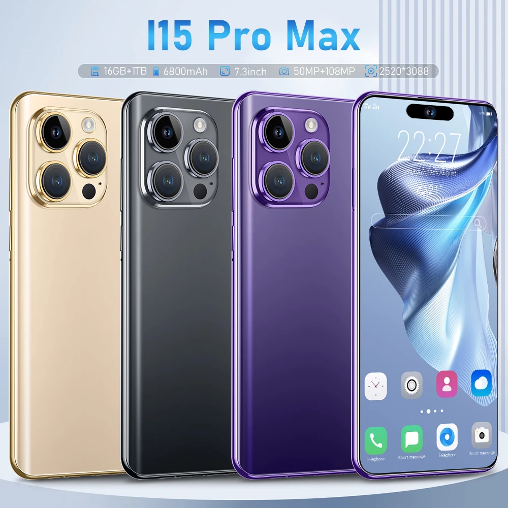 2023 New i15 Pro Max 6800mAh 7.3 Inch HD 16+1TB Full Screen Global Version Unlocked Cell Phone 5G Mobile Phones Face Unlock
2023 New i15 Pro Max 6800mAh 7.3 Inch HD 16+1TB Full Screen Global Version Unlocked Cell Phone 5G Mobile Phones Face Unlock