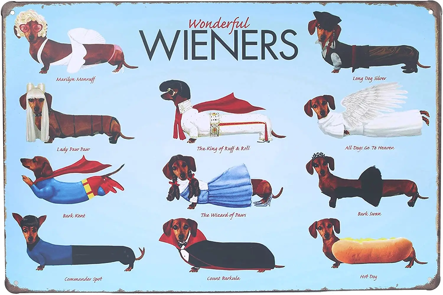 Wonderful Wieners Dachshund Dog Antique Metal Tin Sign Home Retro Plaque Wall Decor Art Fun Poster
Wonderful Wieners Dachshund Dog Antique Metal Tin Sign Home Retro Plaque Wall Decor Art Fun Poster
