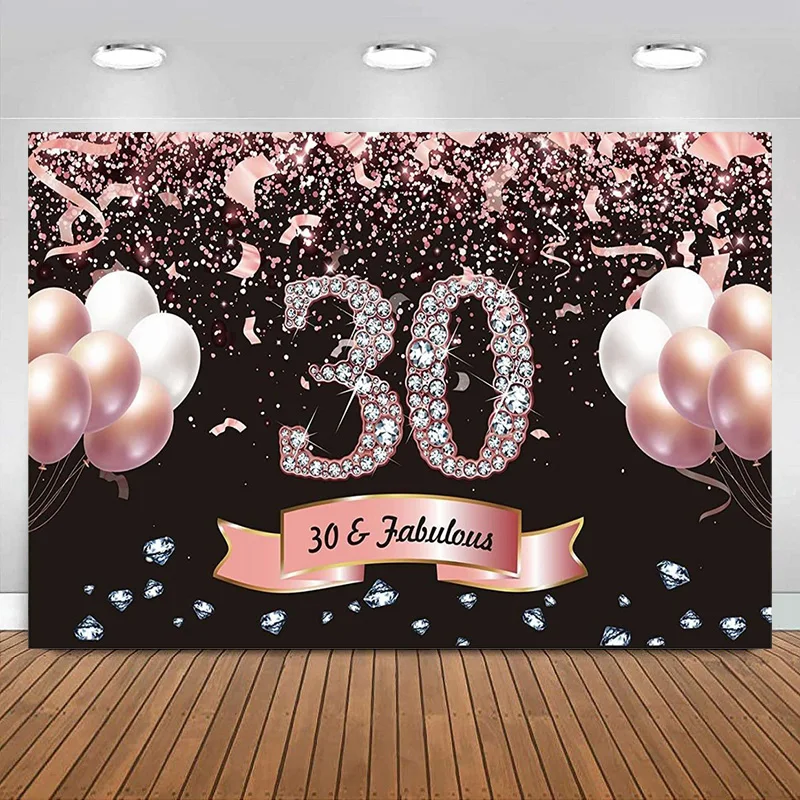Happy 30th Birthday Women men Rose Gold Backdrop Banner Happy Birthday Party Suppiles Photography Supplies Background Decoration
Happy 30th Birthday Women men Rose Gold Backdrop Banner Happy Birthday Party Suppiles Photography Supplies Background Decoration