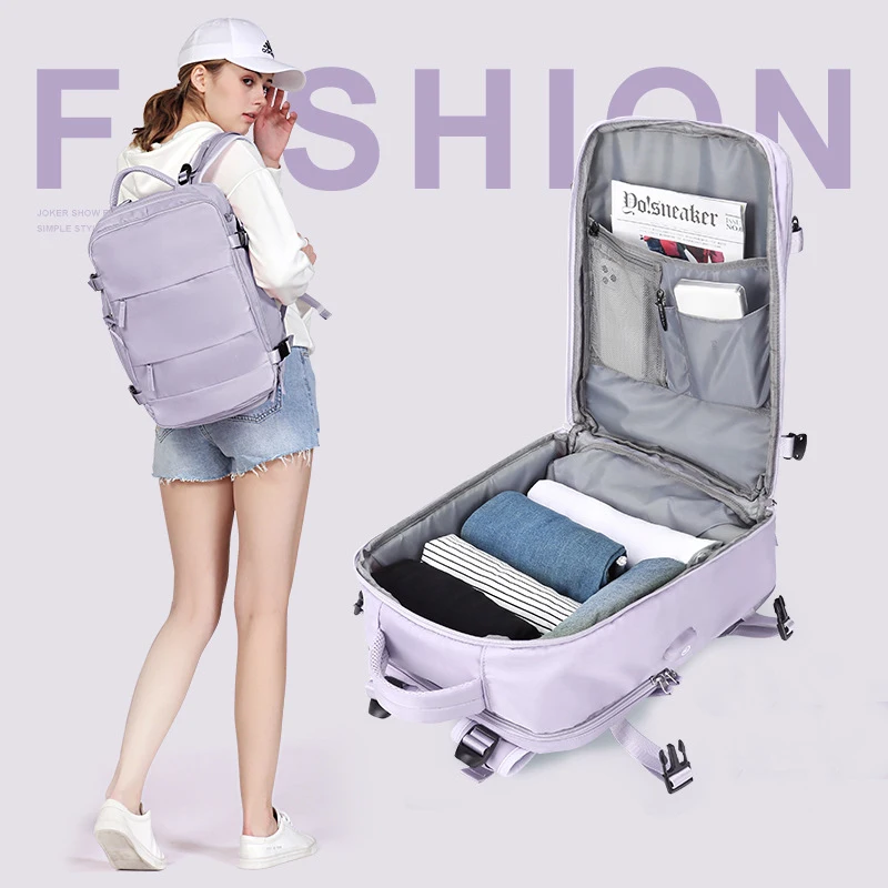 

2023 фиолетовый Многофункциональный водонепроницаемый Повседневный дорожный рюкзак, Большой Вместительный Женский легкий деловой стильный рюкзак для активного отдыха