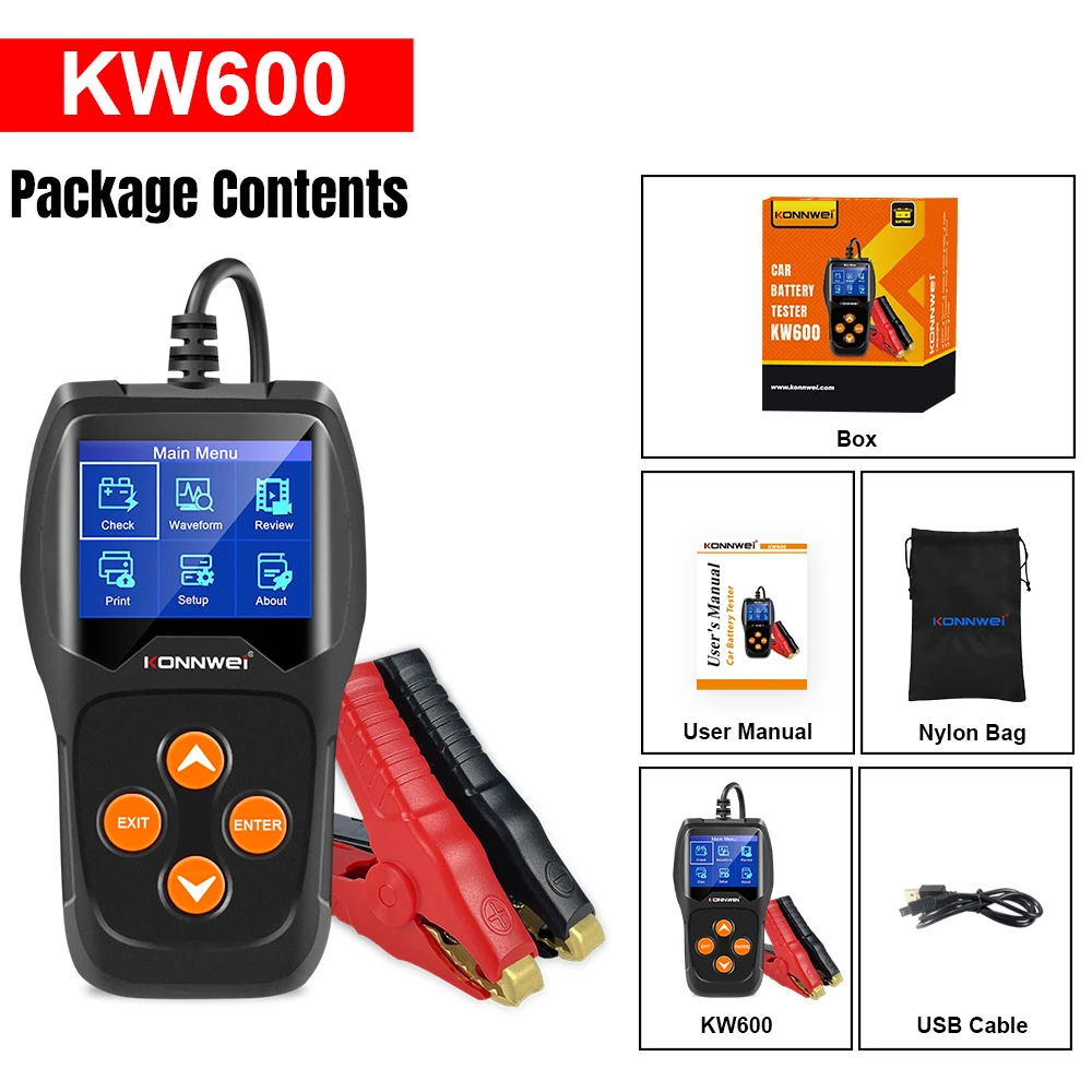 Тестер автомобильных аккумуляторов KONNWEI KW600 2026 года, 6В/12В, с мониторингом состояния АКБ в реальном времени, тестом заряда Wavefom и функцией автоматического тестирования аккумуляторов
Тестер автомобильных аккумуляторов KONNWEI KW600 2026 года, 6В/12В, с мониторингом состояния АКБ в реальном времени, тестом заряда Wavefom и функцией автоматического тестирования аккумуляторов